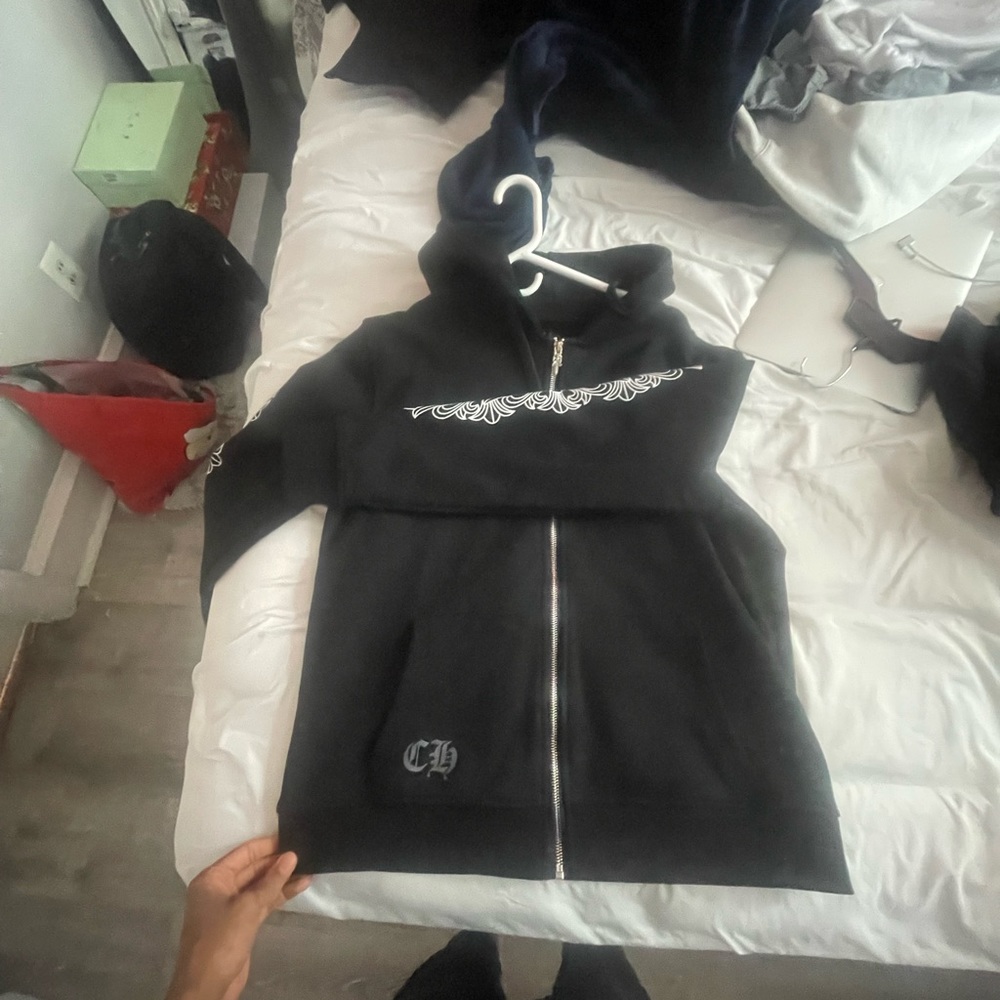 Chromes heart zip up hoodie